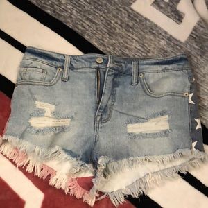 Juniors  “High Rise” U.S. Flag shorts